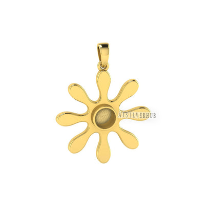 925 Sterling Silver Splash Designer 6mm Round Blank Bezel Pendant, Good for Resin & Ashes Work, Keepsake Memorial, Breast Milk DIY Crafts