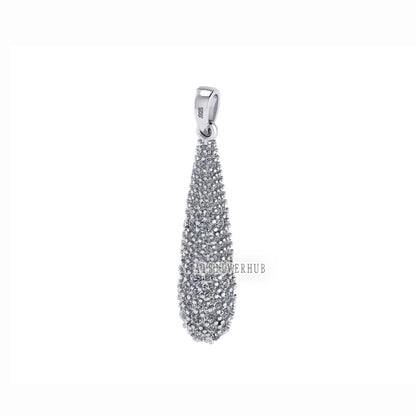 Long Teardrop Shape Pendant with Fully Zircon Setted, 925 Sterling Silver Pendant, Pave Setting CZ, Party Wear Jewelry, Gifts For Loved Ones