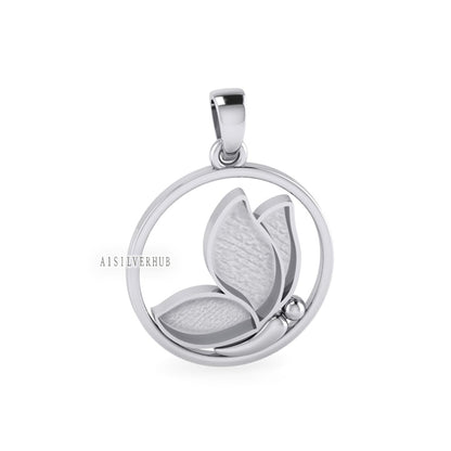 925 Sterling Silver Circle Breastmilk/Keepsake Butterfly Blank Pendant Setting, Good for Resin & Ashes Work, Memorial Jewelry DIY Crafts