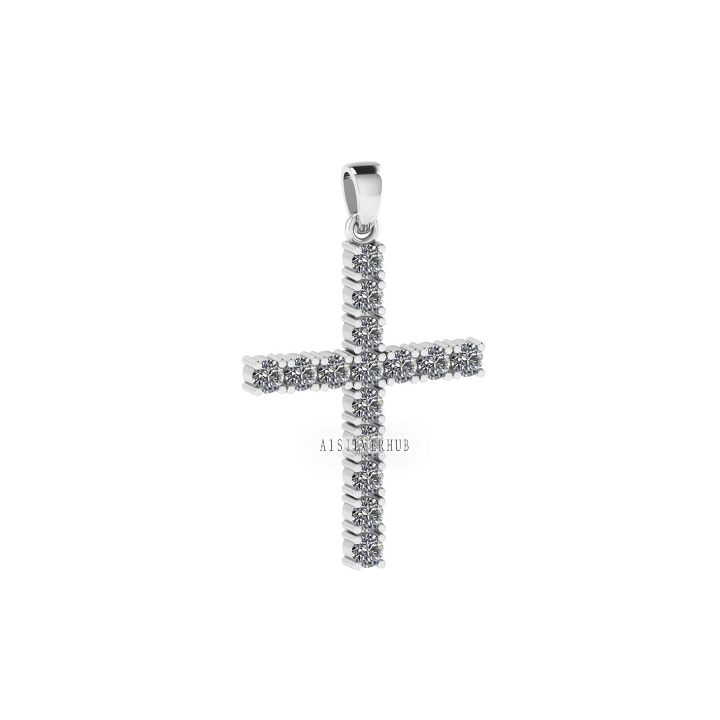 Cross Pendant with 3mm Cubic Zircon Setted, 925 Sterling Silver Pendant, Pave Setting CZ, Memorial Everyday Locket Jewelry, Gift For Loved