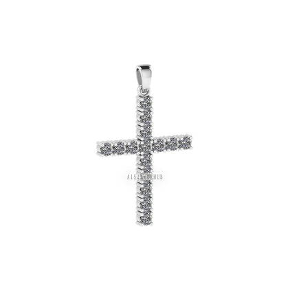Cross Pendant with 3mm Cubic Zircon Setted, 925 Sterling Silver Pendant, Pave Setting CZ, Memorial Everyday Locket Jewelry, Gift For Loved
