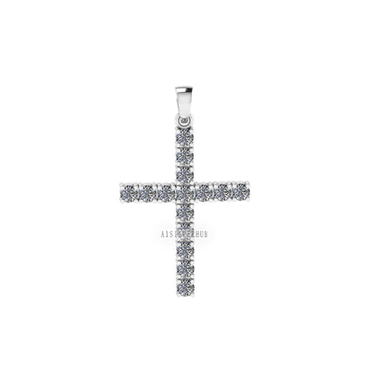 Cross Pendant with 3mm Cubic Zircon Setted, 925 Sterling Silver Pendant, Pave Setting CZ, Memorial Everyday Locket Jewelry, Gift For Loved
