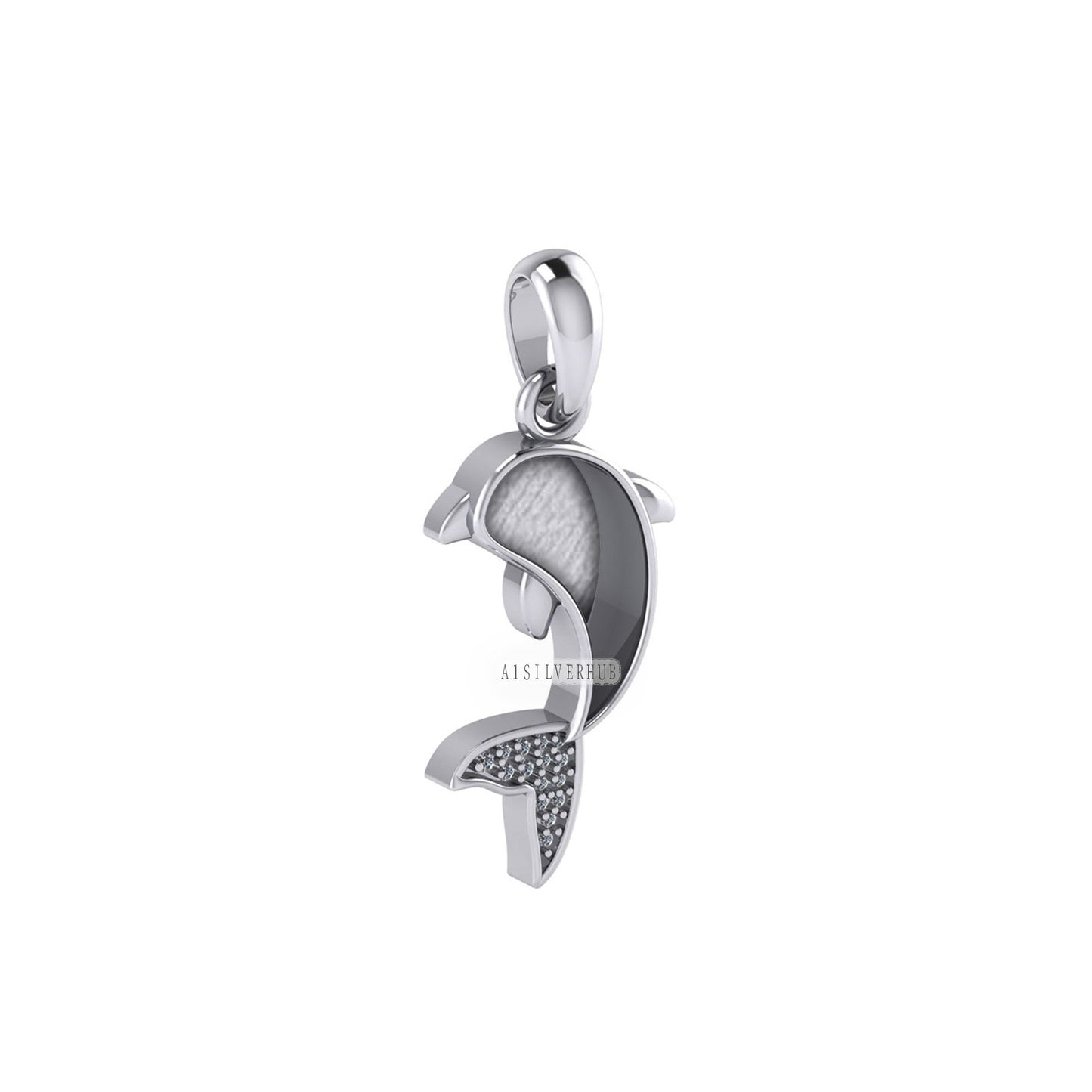 925 Sterling Silver Dolphin Blank Bezel Pendant Settings, Good for Resin & Ashes Work, Keepsake/Breastmilk DIY, Memorial Ocean Fish Charm