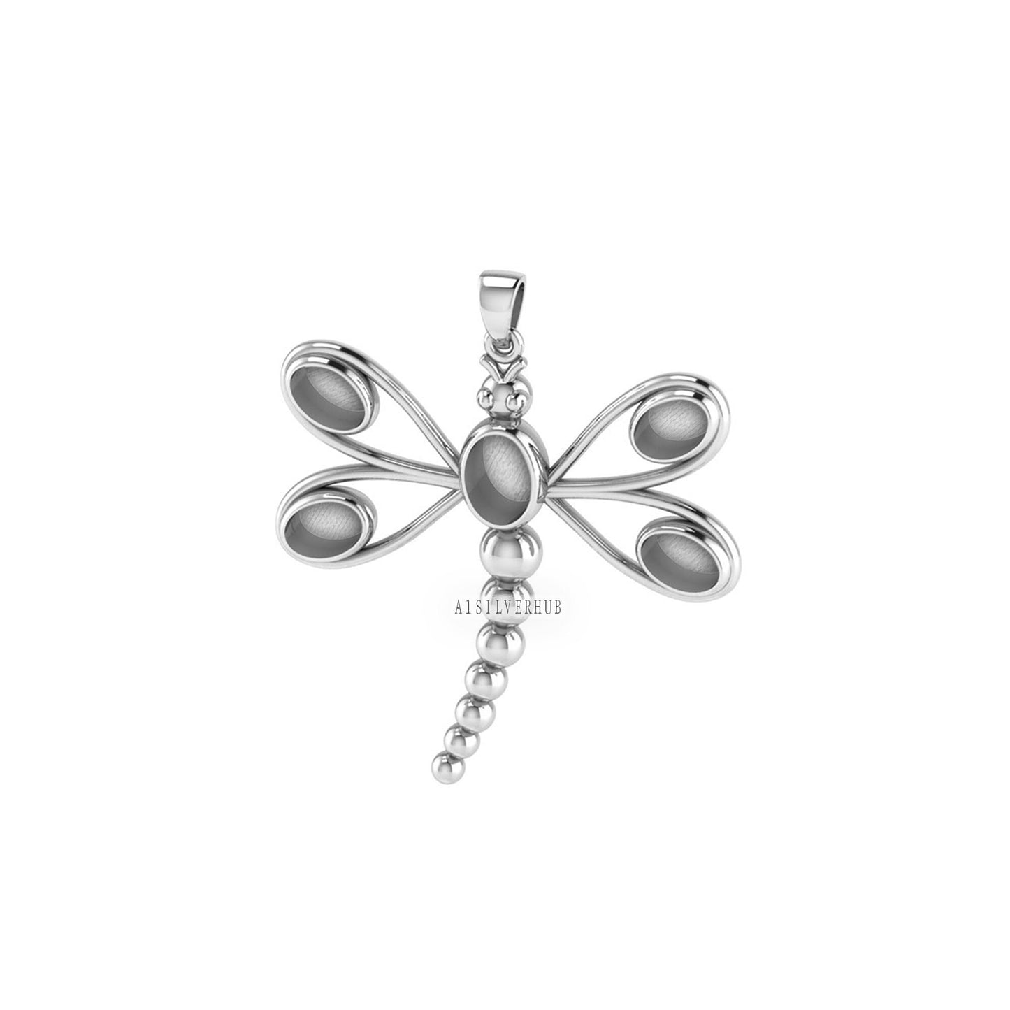 Dragonfly 7x5mm 6x4mm Oval Blank Bezel Pendant Setting, 925 Sterling Silver, Good for Resin & Ashes, Keepsake/Breastmilk DIY, Insect Lover