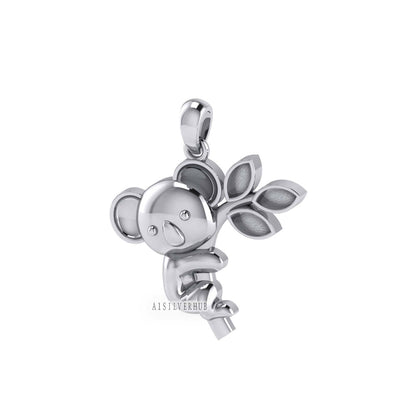 925 Sterling Silver Koala Bear Leaf Blank Bezel Pendant Settings, Good for Resin & Ashes Work, Keepsake/Breastmilk DIY, Memorial Lucky Charm