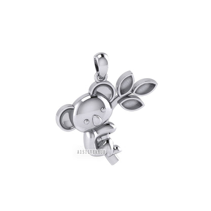 925 Sterling Silver Koala Bear Leaf Blank Bezel Pendant Settings, Good for Resin & Ashes Work, Keepsake/Breastmilk DIY, Memorial Lucky Charm