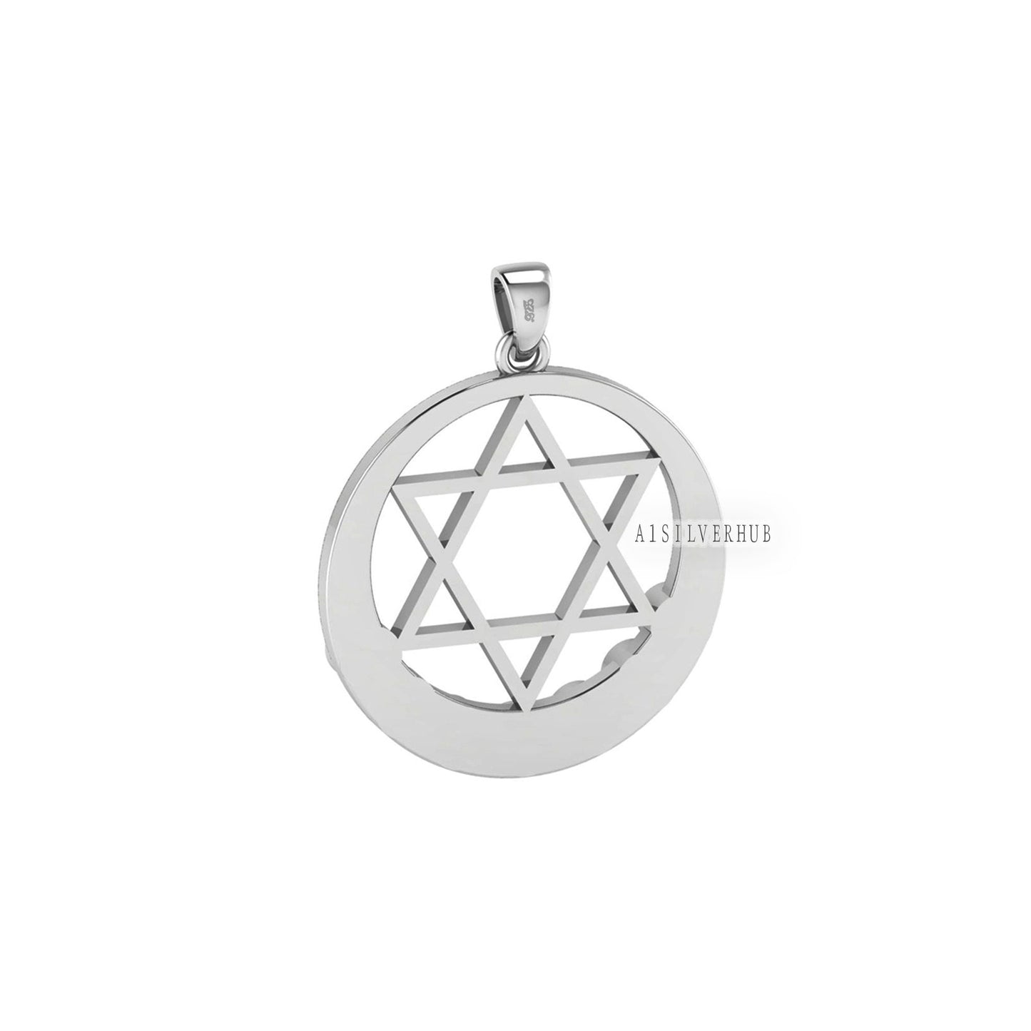 925 Sterling Solid Silver Star Of David Chakra 4mm Round Blank Pendant Setting, Good for Resin & Ashes Work, Keepsake Memorial Jewelry DIY