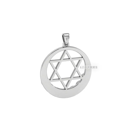 925 Sterling Solid Silver Star Of David Chakra 4mm Round Blank Pendant Setting, Good for Resin & Ashes Work, Keepsake Memorial Jewelry DIY