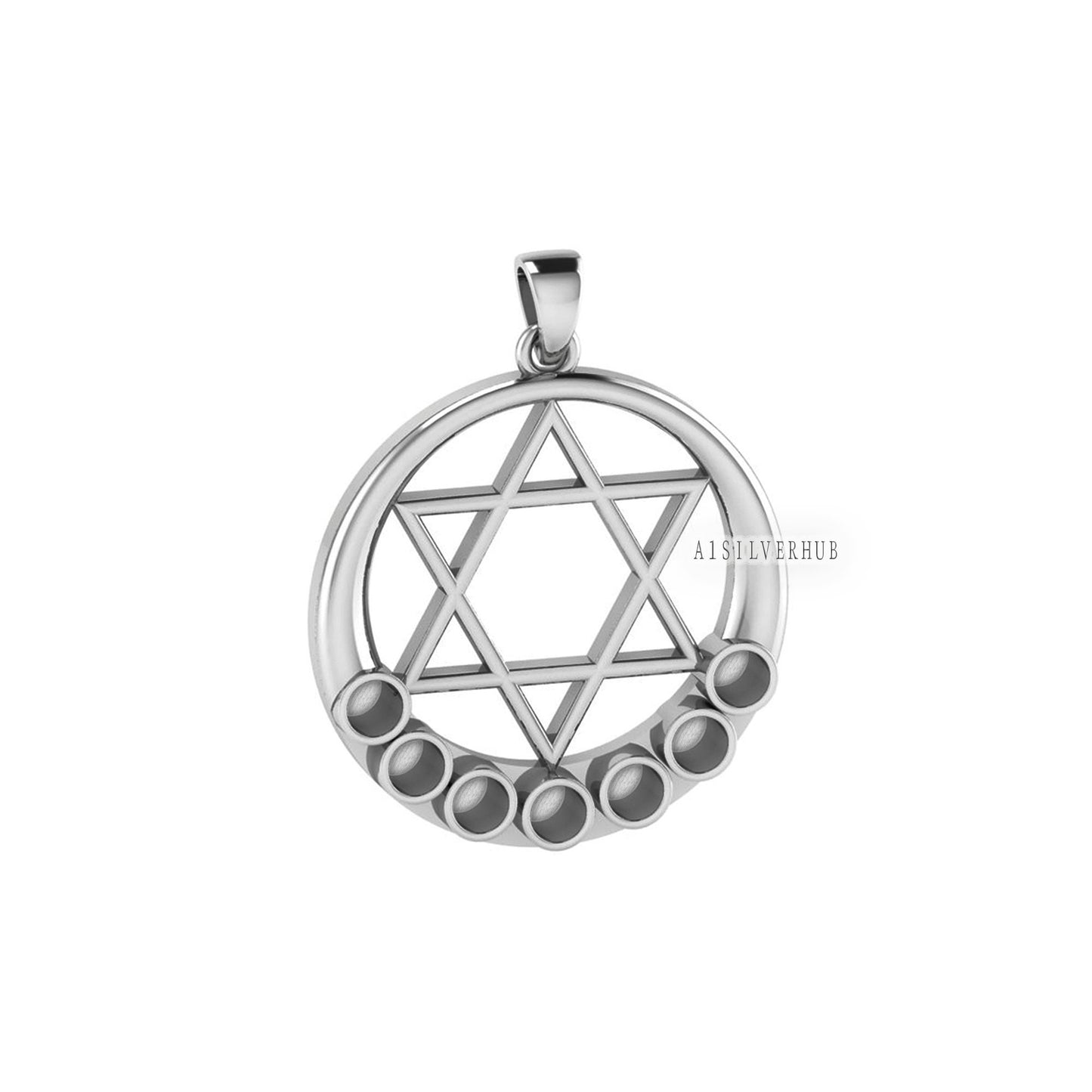 925 Sterling Solid Silver Star Of David Chakra 4mm Round Blank Pendant Setting, Good for Resin & Ashes Work, Keepsake Memorial Jewelry DIY