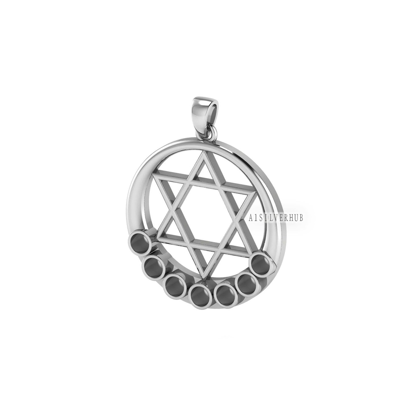 925 Sterling Solid Silver Star Of David Chakra 4mm Round Blank Pendant Setting, Good for Resin & Ashes Work, Keepsake Memorial Jewelry DIY