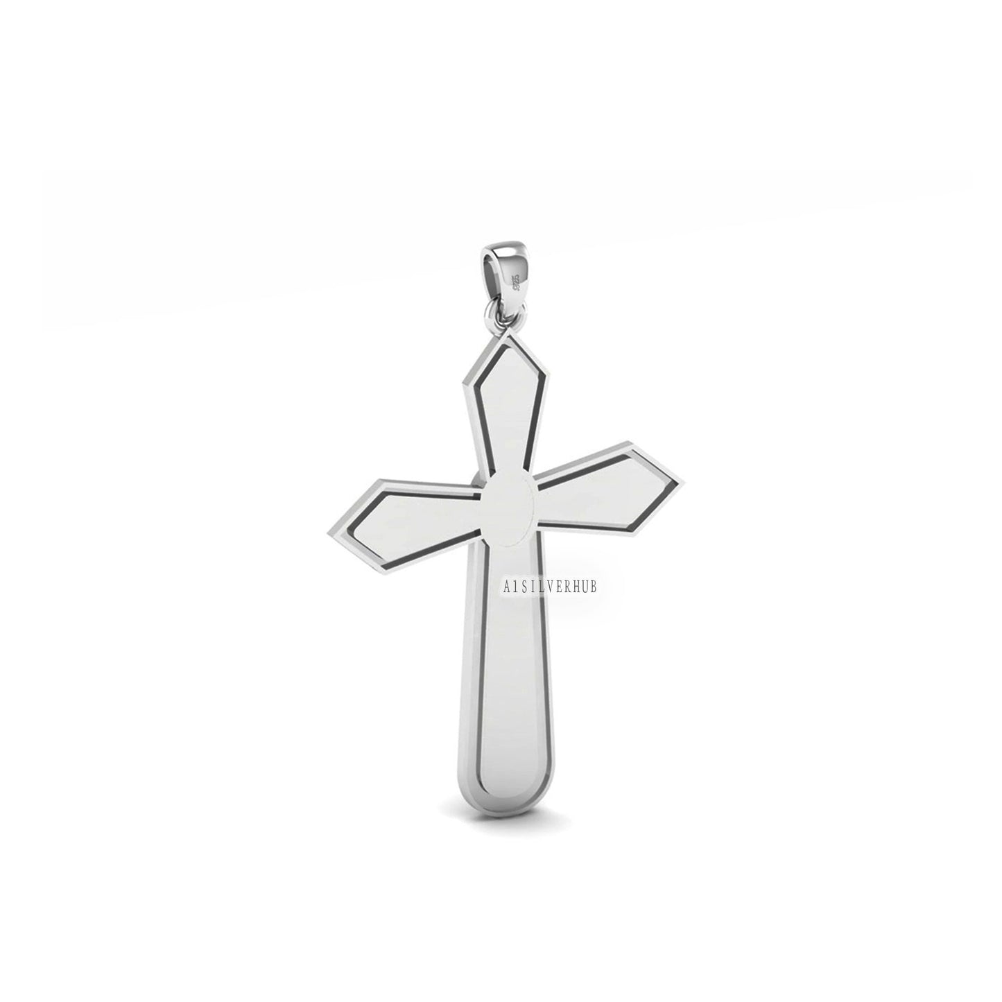 925 Sterling Solid Silver Cross Design Filigree Oval Blank Bezel Pendant Setting, Good for Resin & Ashes Work, Keepsake/Breastmilk DIY Craft