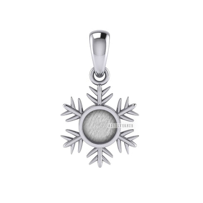 925 Sterling Solid Silver Snowflake 5mm Round Blank Bezel Pendant Setting, Good for Resin & Ashes Work, DIY Breastmilk/Keepsake Locket Charm