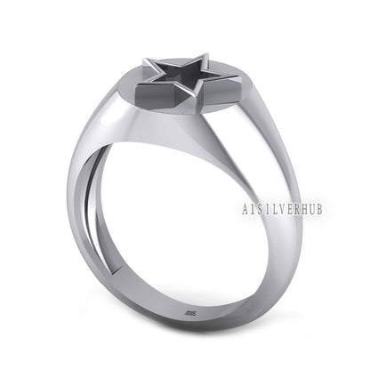 925 Sterling Solid Silver Star Shape 6x6mm Blank Bezel Cup Ring Setting, Good for Resin & Ashes Work, Keepsake/Breastmilk DIY, Unisex Ring