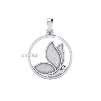 925 Sterling Silver Circle Breastmilk/Keepsake Butterfly Blank Pendant Setting, Good for Resin & Ashes Work, Memorial Jewelry DIY Crafts