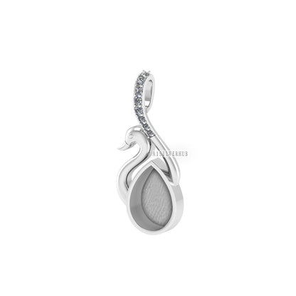 925 Sterling Silver Pretty Swan Pear 14x10mm Blank Bezel Pendant Settings, Good for Resin & Ashes Work, Memorial Keepsake/Breastmilk Crafts