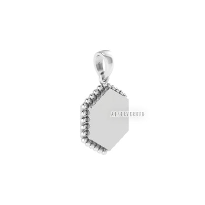925 Sterling Silver, 12mm Hexagon Blank Bezel Designer Pendant Setting For Pour Resin & Ashes Work, Breastmilk/Keepsake DIY, Memorial Crafts