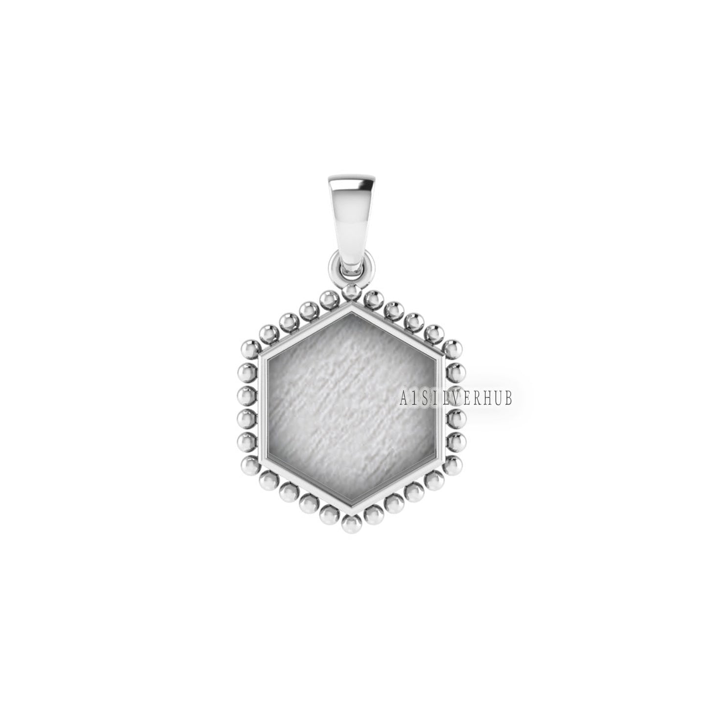 925 Sterling Silver, 12mm Hexagon Blank Bezel Designer Pendant Setting For Pour Resin & Ashes Work, Breastmilk/Keepsake DIY, Memorial Crafts