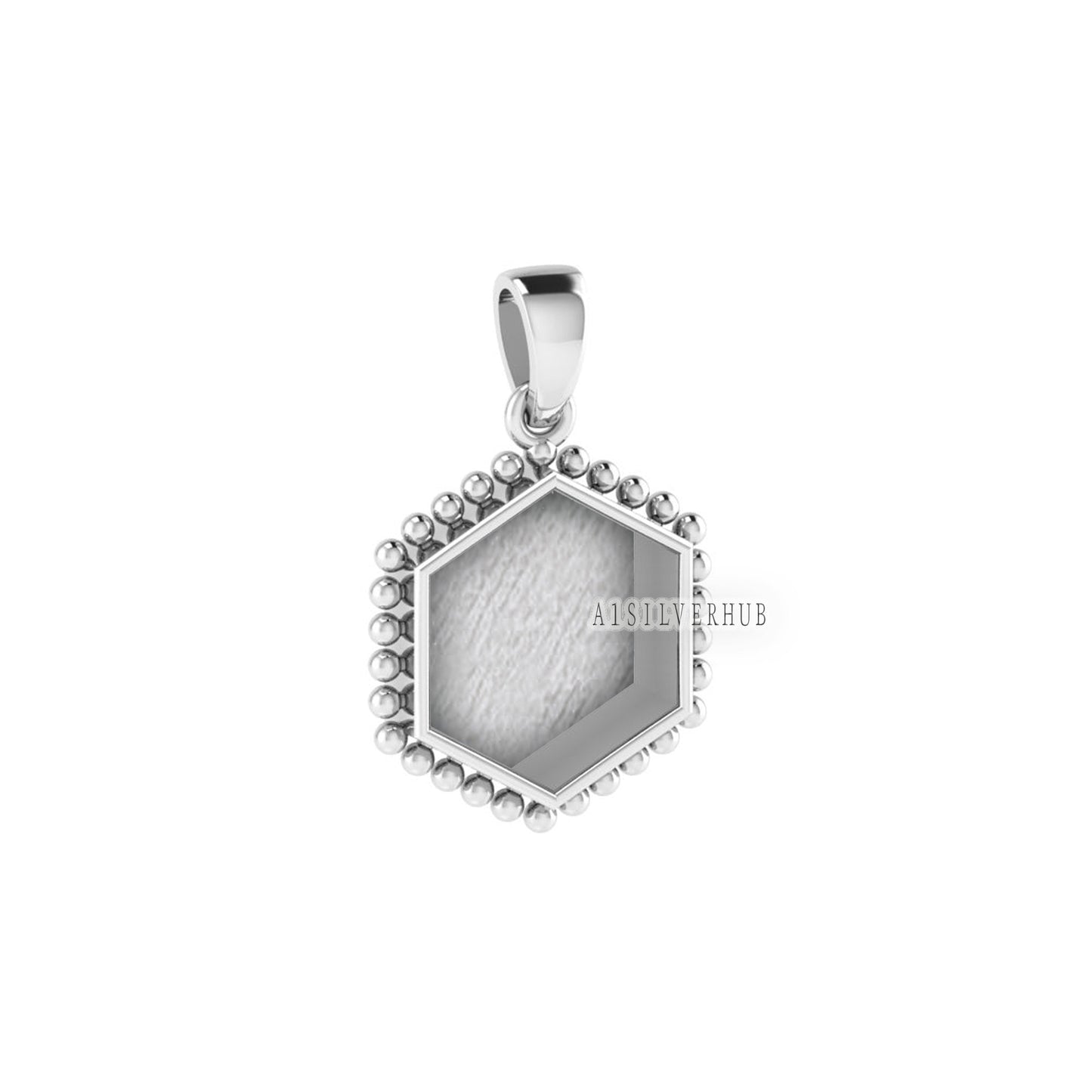 925 Sterling Silver, 12mm Hexagon Blank Bezel Designer Pendant Setting For Pour Resin & Ashes Work, Breastmilk/Keepsake DIY, Memorial Crafts