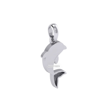 925 Sterling Silver Dolphin Blank Bezel Pendant Settings, Good for Resin & Ashes Work, Keepsake/Breastmilk DIY, Memorial Ocean Fish Charm