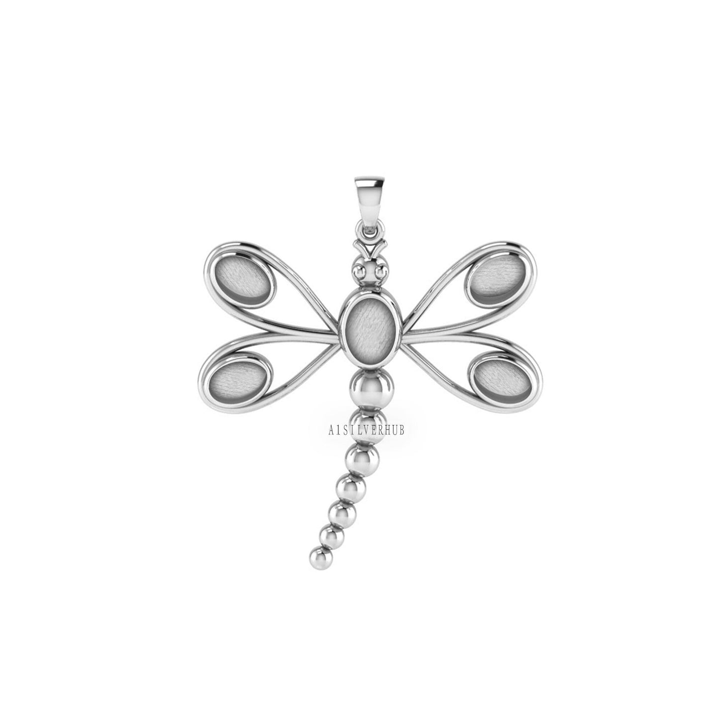 Dragonfly 7x5mm 6x4mm Oval Blank Bezel Pendant Setting, 925 Sterling Silver, Good for Resin & Ashes, Keepsake/Breastmilk DIY, Insect Lover