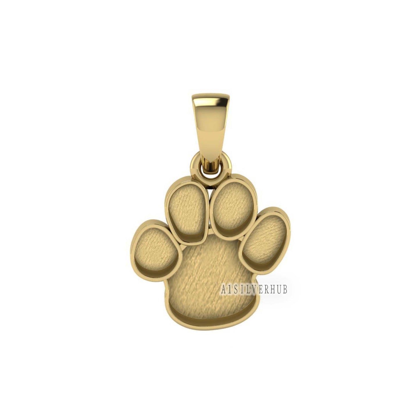 14k 18k Solid Gold 14mm Dog Paw Print Blank Bezel Pendant Setting, Good for Resin & Ashes Work, Keepsake/Breastmilk DIY Crafts, Animal Lover
