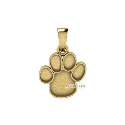 14k 18k Solid Gold 14mm Dog Paw Print Blank Bezel Pendant Setting, Good for Resin & Ashes Work, Keepsake/Breastmilk DIY Crafts, Animal Lover