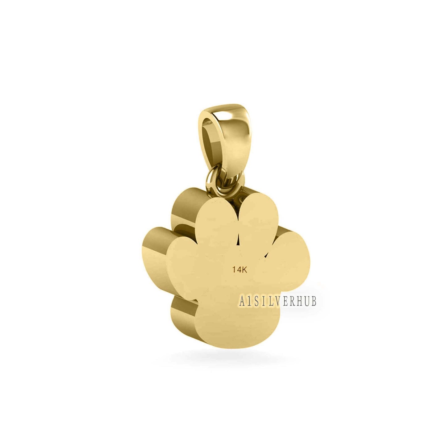 14k 18k Solid Gold 14mm Dog Paw Print Blank Bezel Pendant Setting, Good for Resin & Ashes Work, Keepsake/Breastmilk DIY Crafts, Animal Lover