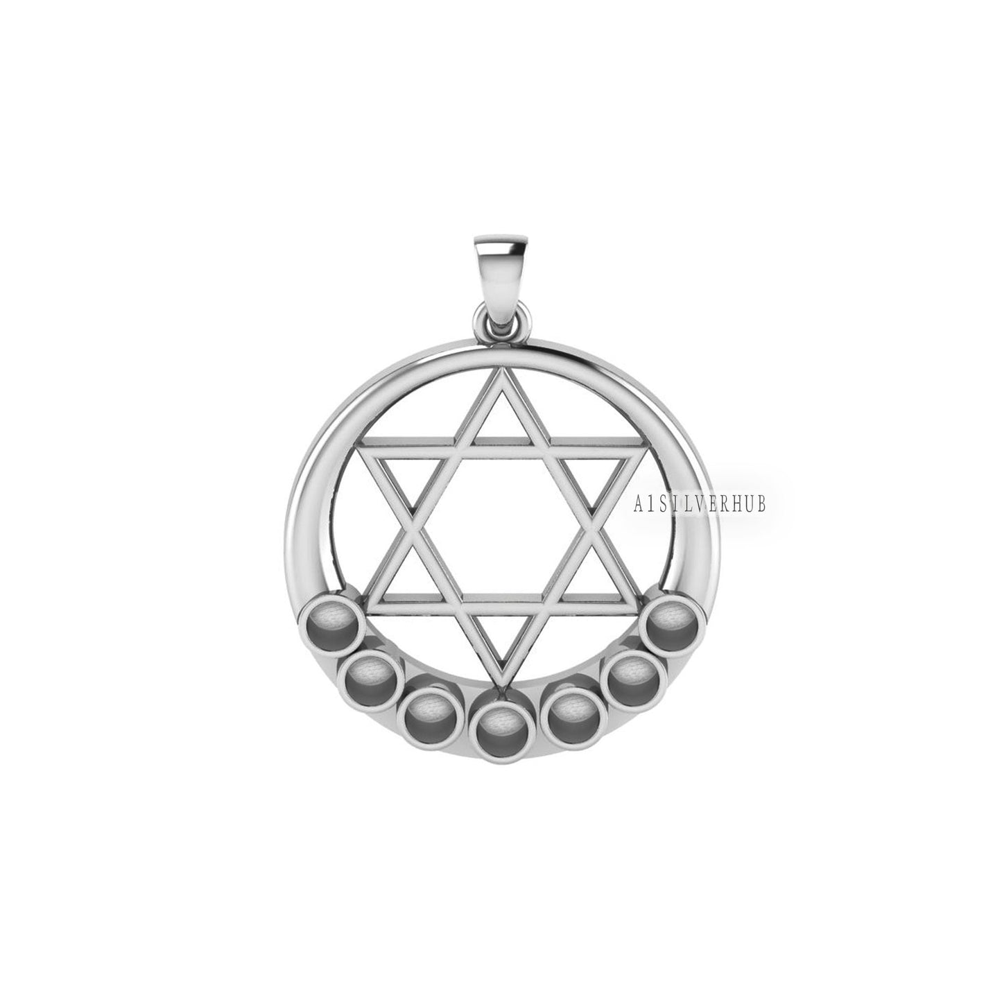 925 Sterling Solid Silver Star Of David Chakra 4mm Round Blank Pendant Setting, Good for Resin & Ashes Work, Keepsake Memorial Jewelry DIY