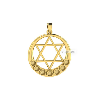 925 Sterling Solid Silver Star Of David Chakra 4mm Round Blank Pendant Setting, Good for Resin & Ashes Work, Keepsake Memorial Jewelry DIY
