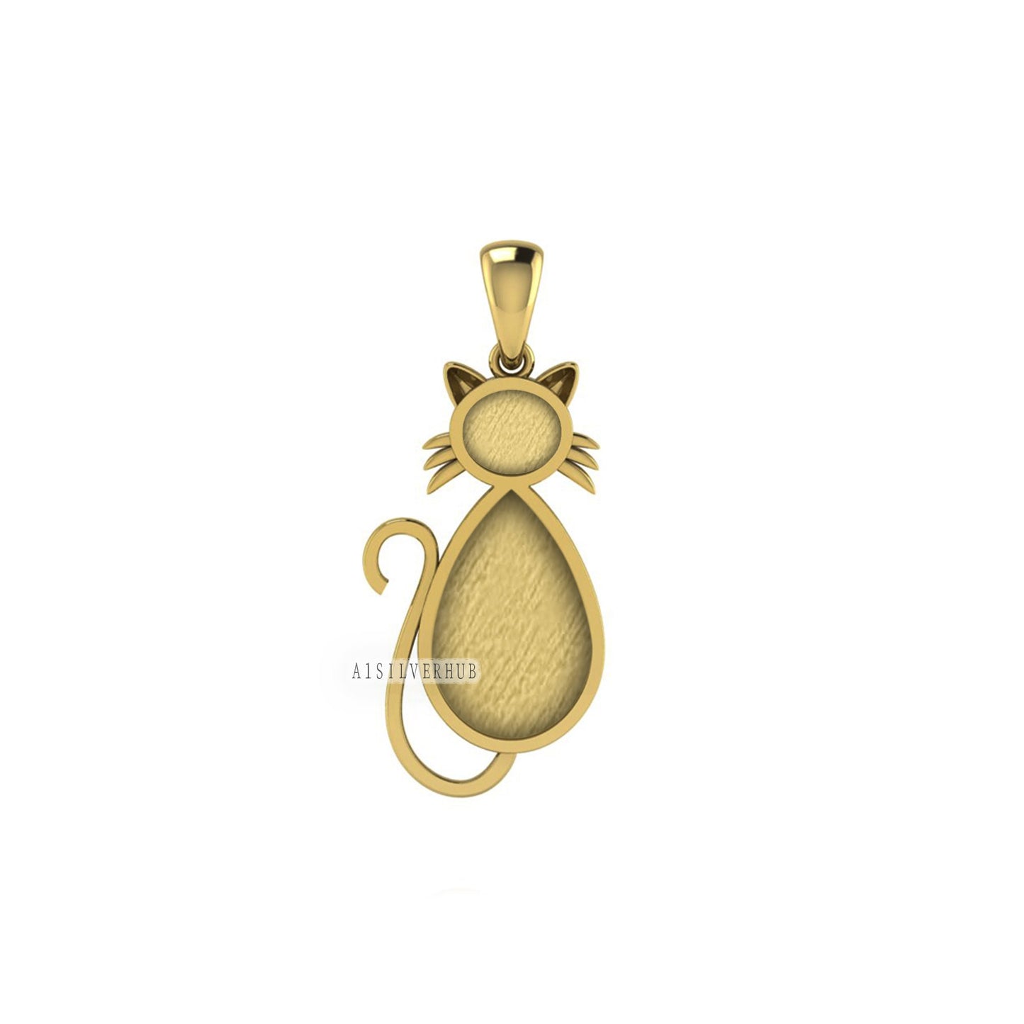 925 Sterling Solid Silver Cute Cat Blank Bezel Pendant Setting, Good for Resin & Ashes Work, Breastmilk/Keepsake, Memorial Locket, DIY Craft