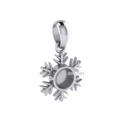 925 Sterling Solid Silver Snowflake 5mm Round Blank Bezel Pendant Setting, Good for Resin & Ashes Work, DIY Breastmilk/Keepsake Locket Charm