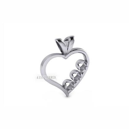 925 Sterling Silver Heart Designer Round 3mm 3 Stone Blank Prong Set Pendant Settings, Good for Faceted Gemstone & CZ Work, DIY Crafts