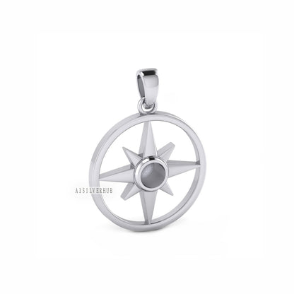 925 Sterling Solid Silver North Star Compass DIY 5mm Blank Bezel Pendant Setting, Good for Resin & Ashes Work, Breastmilk/Keepsake DIY Craft