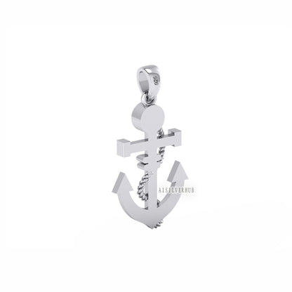 925 Sterling Solid Silver Anchor Hook 4mm Round Blank Bezel Pendant, Good for Resin & Ashes Work, Keepsake/Breastmilk DIY, Memorial Crafts