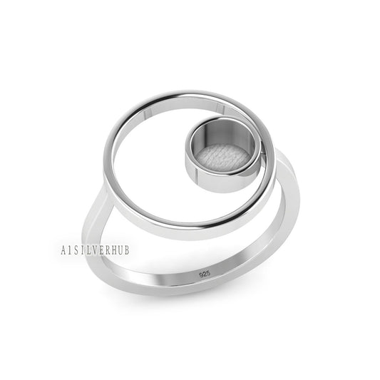 925 Sterling Solid Silver 6mm Round Blank Bezel Adjustable Ring Setting, Good for Resin & Ashes Work, Keepsake Breastmilk DIY Crafts