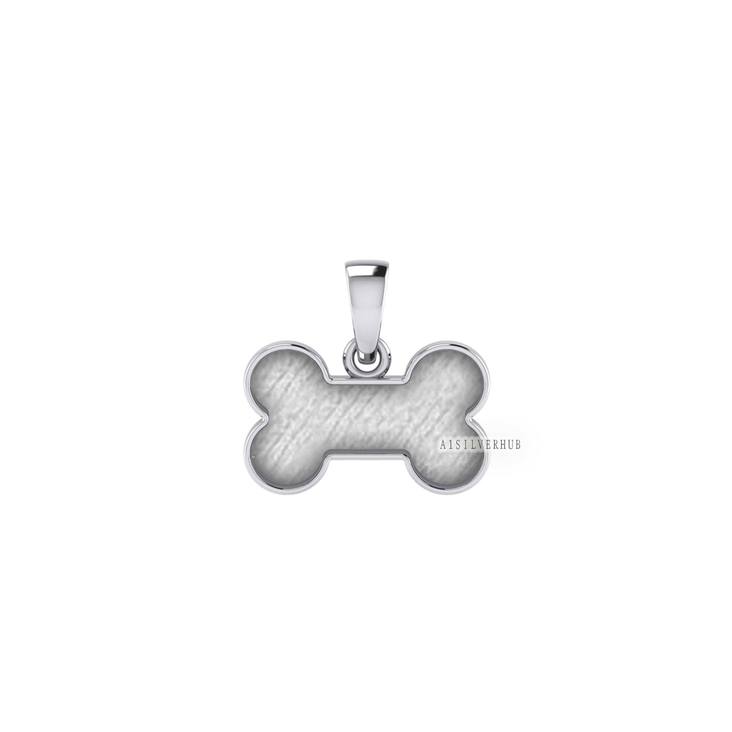 925 Sterling Solid Silver Dog Bone Blank Bezel Charm Pendant Setting,Good for Resin & Ashes Work, Keepsake/Breastmilk DIY, Animal Lover Gift