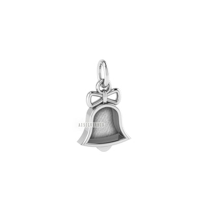 925 Sterling Solid Silver Christmas Jingle Bell Blank Bezel Charm Pendant Setting, Good for Resin & Ashes Work, Keepsake/Breastmilk DIY Gift