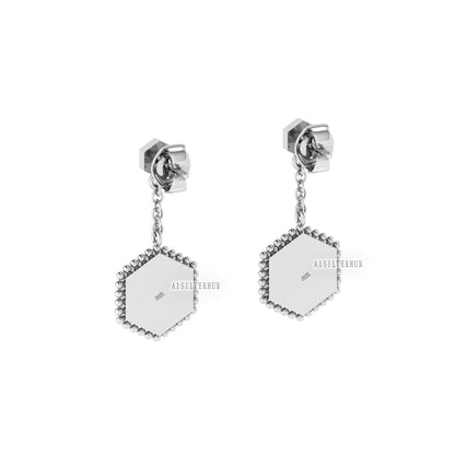 Hexagon Shape Blank Bezel Dangle Earrings Settings, 925 Sterling Silver, Good for Resin & Ashes Work, Memorial Jewelry DIY, Gifts For Her