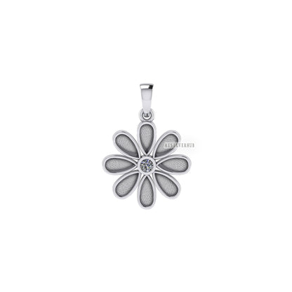 925 Sterling Silver Sunflower Floral Pear Blank Bezel with CZ Setted Pendant, Good for Resin & Ashes, Breastmilk/Keepsake Memorial DIY Craft