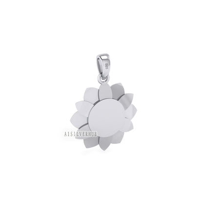 925 Sterling Solid Silver Sunshine Sunflower 10mm Round Blank Bezel Pendant Setting, Good for Resin & Ashes, Breastmilk/Keepsake, DIY Crafts