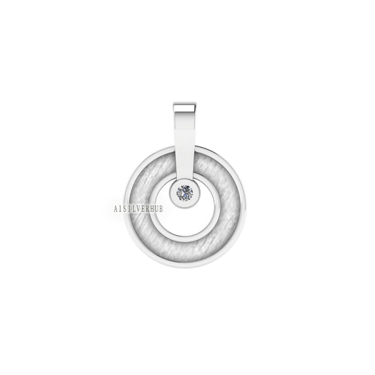 Circle Channel Blank Bezel with CZ Setted Pendant, 925 Sterling Silver, Good for Pour Resin & Ashes Work, Breastmilk/Keepsake DIY, Locket