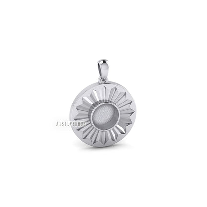Sunbeam Sunburst 8mm Round Blank Bezel Pendant Settings, 925 Sterling Silver, Good for Resin & Ashes Work, Breastmilk/Keepsake DIY Crafts