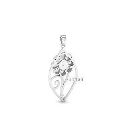 925 Sterling Silver Flower and Swirls 4mm Round Blank Bezel Pendant Setting, Good for Resin & Ashes, Breastmilk/Keepsake, Memorial DIY Craft