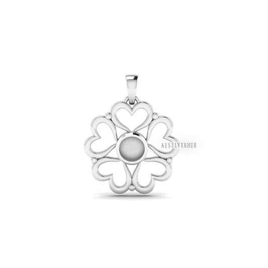 925 Sterling Silver Infinity Heart Flower 6mm Round Blank Bezel Pendant Settings, Good for Resin & Ashes, Breastmilk/Keepsake, DIY Crafts
