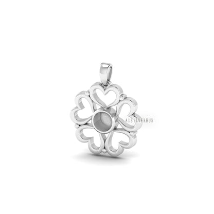 925 Sterling Silver Infinity Heart Flower 6mm Round Blank Bezel Pendant Settings, Good for Resin & Ashes, Breastmilk/Keepsake, DIY Crafts
