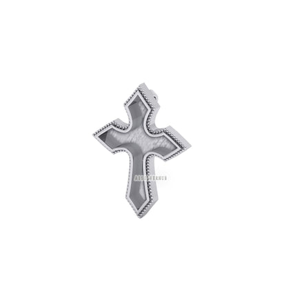 925 Sterling Solid Silver Chunky Gothic Cross Shape Blank Bezel Pendant Setting, Good for Resin & Ashes Work, Keepsake Breastmilk DIY Crafts