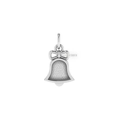 925 Sterling Solid Silver Christmas Jingle Bell Blank Bezel Charm Pendant Setting, Good for Resin & Ashes Work, Keepsake/Breastmilk DIY Gift