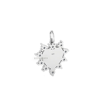 Heart Shape Blank Bezel Pendant with Zircon Setted, 925 Sterling Silver Pendant, Good for Resin & Ashes Work, Memorial Jewelry DIY Crafts