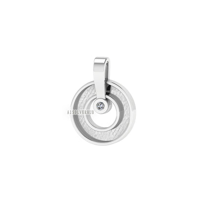 Circle Channel Blank Bezel with CZ Setted Pendant, 925 Sterling Silver, Good for Pour Resin & Ashes Work, Breastmilk/Keepsake DIY, Locket