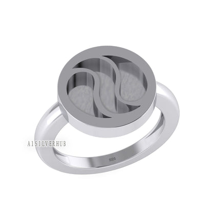 925 Sterling Solid Silver Yin Yang Symbol Blank Bezel Ring Setting, Good for Resin & Ashes Work, Keepsake Breastmilk Jewelry DIY Crafts